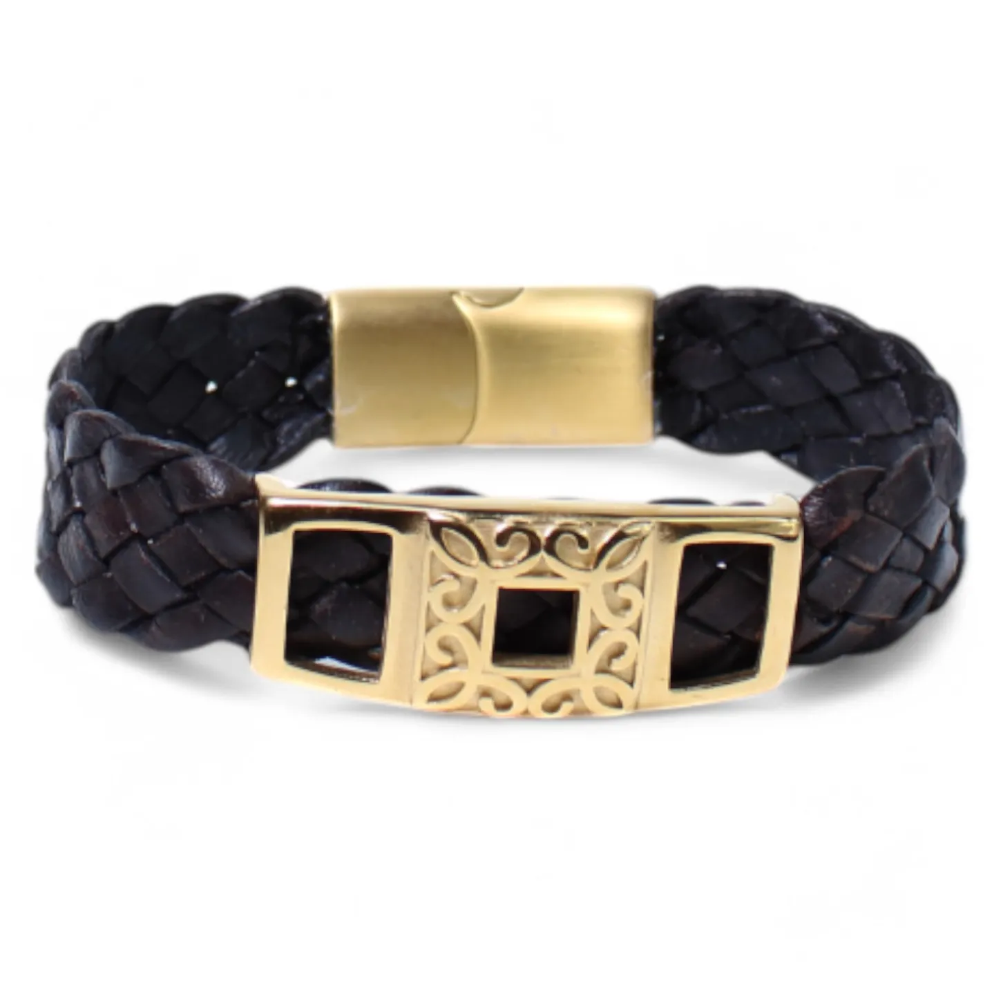 Damen Armband aus weichem Leder mit schmückendem Zierteil in gold