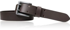 Doppeldorngürtel mit dunkel mattierter Gürtelschnalle, 3,5 cm, Büffelleder