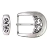 Dornschnalle, florales Muster, inkl. Schlaufe, silber, 4 cm