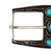 eckige Gürtelschnalle, türkise Steine, Verzierungen, silber, Damen, 3 cm