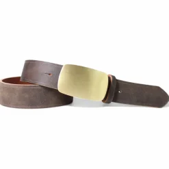 Edeltracht®  hochwertiger Ledergürtel mit massiver Messing Schnalle, Vollleder, 4cm