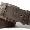 Edeltracht® hochwertiger Ledergürtel mit massiver Messingschnalle, KÜNSTLER HANDGUSS, 4cm