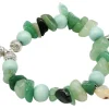 elastisches Armband aus echten Edel- und Natursteinen, Herzanhänger