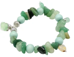 elastisches Armband aus echten Edel- und Natursteinen, Herzanhänger