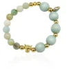 elastisches Armband aus Holz- und Halbedelsteinperlen, Leopard gold