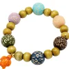 elastisches Armband aus Holzperlen, Schildkröte Kunstharz,