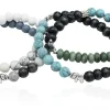 elastisches Armband doppelt aus Holz- und Natursteinperlen, Elefanten