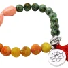 elastisches Armband mit Edelsteinperlen, Buddha und Lotusblüten Anhänger, Quaste