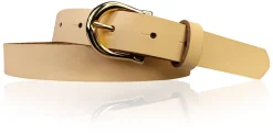 ELENA 2: schmaler Damen Ledergürtel 2,2 cm mit vergoldeter Hufeisen Gürtelschnalle, günstiger Ledergürtel