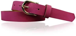 ELENA 2: schmaler Damen Ledergürtel 2,2 cm mit vergoldeter Hufeisen Gürtelschnalle, günstiger Ledergürtel