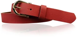 ELENA 2: schmaler Damen Ledergürtel 2,2 cm mit vergoldeter Hufeisen Gürtelschnalle, günstiger Ledergürtel