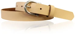 ELENA: schmaler Damen Ledergürtel zirka 2,2 cm mit silberner Hufeisen Gürtelschnalle, günstiger Ledergürtel