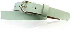 ELENA: schmaler Damen Ledergürtel zirka 2,2 cm mit silberner Hufeisen Gürtelschnalle, günstiger Ledergürtel