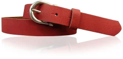 ELENA: schmaler Damen Ledergürtel zirka 2,2 cm mit silberner Hufeisen Gürtelschnalle, günstiger Ledergürtel