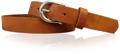 ELENA: schmaler Damen Ledergürtel zirka 2,2 cm mit silberner Hufeisen Gürtelschnalle, günstiger Ledergürtel