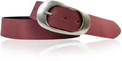 EOLISE 2: Damen Ledergürtel Echtleder 4 cm, große Dornschnalle Retro 70er Hüftgürtel