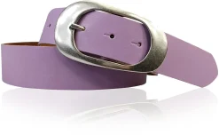 EOLISE 2: Damen Ledergürtel Echtleder 4 cm, große Dornschnalle Retro 70er Hüftgürtel
