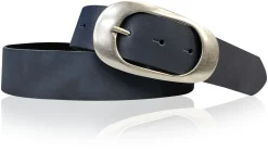 EOLISE 2: Damen Ledergürtel Echtleder 4 cm, große Dornschnalle Retro 70er Hüftgürtel