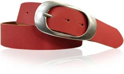 EOLISE 2: Damen Ledergürtel Echtleder 4 cm, große Dornschnalle Retro 70er Hüftgürtel