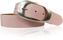 EOLISE 2: Damen Ledergürtel Echtleder 4 cm, große Dornschnalle Retro 70er Hüftgürtel
