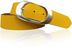 EOLISE 2: Damen Ledergürtel Echtleder 4 cm, große Dornschnalle Retro 70er Hüftgürtel