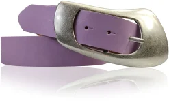 EOLISE: Damen Ledergürtel Echtleder 4 cm, große Dornschnalle 70er Jahre Style Hüftgürtel