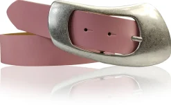 EOLISE: Damen Ledergürtel Echtleder 4 cm, große Dornschnalle 70er Jahre Style Hüftgürtel