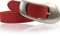 EOLISE: Damen Ledergürtel Echtleder 4 cm, große Dornschnalle 70er Jahre Style Hüftgürtel