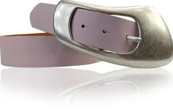 EOLISE: Damen Ledergürtel Echtleder 4 cm, große Dornschnalle 70er Jahre Style Hüftgürtel