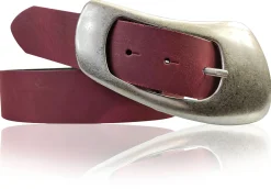 EOLISE: Damen Ledergürtel Echtleder 4 cm, große Dornschnalle 70er Jahre Style Hüftgürtel