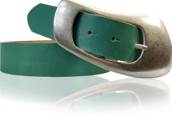 EOLISE: Damen Ledergürtel Echtleder 4 cm, große Dornschnalle 70er Jahre Style Hüftgürtel