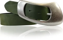 EOLISE: Damen Ledergürtel Echtleder 4 cm, große Dornschnalle 70er Jahre Style Hüftgürtel