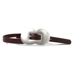 Exklusiver Damen Ledergürtel 2 cm, Vollleder, opulente Gürtelschnalle, silber