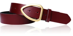 FARO Damen Ledergürtel 3,5 cm echt vergoldete, mattierte Gürtelschnalle, echt Leder