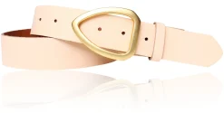 FARO Damen Ledergürtel 3,5 cm echt vergoldete, mattierte Gürtelschnalle, echt Leder