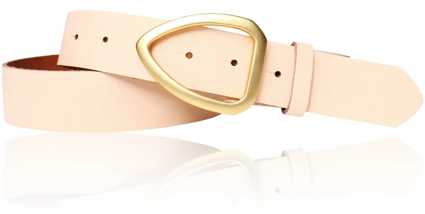 FARO Damen Ledergürtel 3,5 cm echt vergoldete, mattierte Gürtelschnalle, echt Leder
