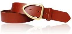 FARO Damen Ledergürtel 3,5 cm echt vergoldete, mattierte Gürtelschnalle, echt Leder