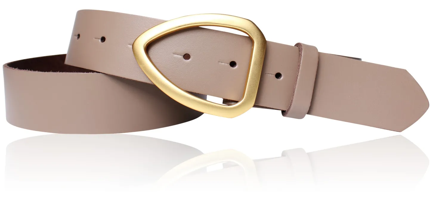 FARO Damen Ledergürtel 3,5 cm echt vergoldete, mattierte Gürtelschnalle, echt Leder