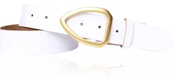 FARO Damen Ledergürtel 3,5 cm echt vergoldete, mattierte Gürtelschnalle, echt Leder