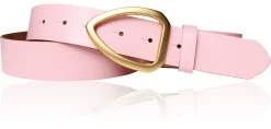 FARO Damen Ledergürtel 3,5 cm echt vergoldete, mattierte Gürtelschnalle, echt Leder