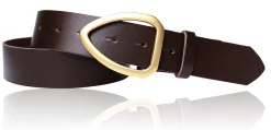 FARO Damen Ledergürtel 3,5 cm echt vergoldete, mattierte Gürtelschnalle, echt Leder