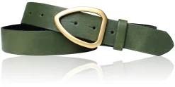 FARO Damen Ledergürtel 3,5 cm echt vergoldete, mattierte Gürtelschnalle, echt Leder
