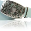 FLORA: Gürtel 4 cm mit schöner Blumen Gürtelschnalle, echtes Leder, viele Farben