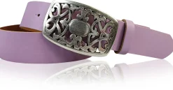 FLORA: Gürtel 4 cm mit schöner Blumen Gürtelschnalle, echtes Leder, viele Farben