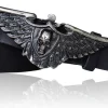 FLYING SKULL Ledergürtel, 3,8 cm, echt Leder, Biker Gürtelschnalle