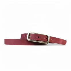 FOXI: schmaler Damen Ledergürtel 2 cm mit schmaler länglicher Gürtelschnalle in Silber