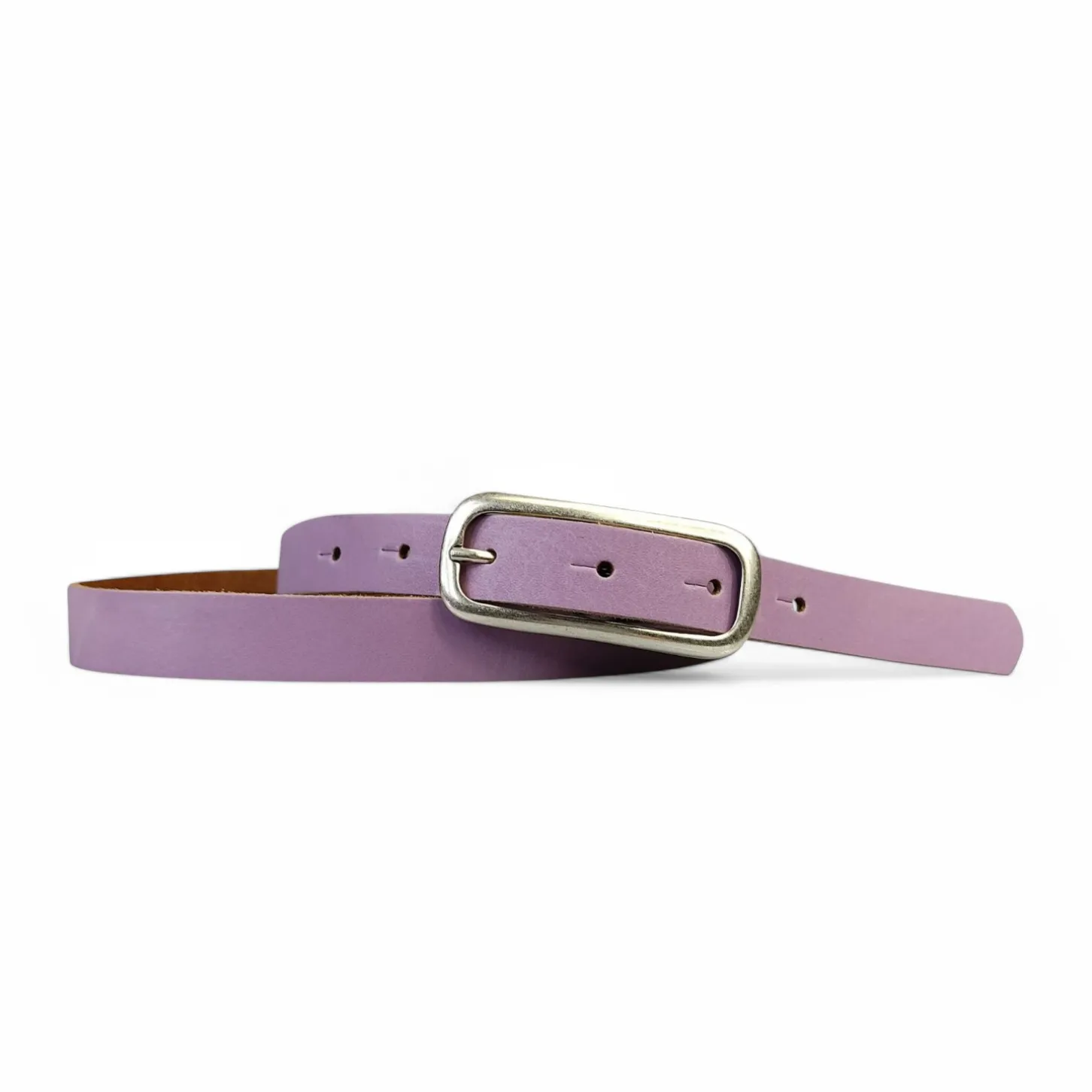 FOXI: schmaler Damen Ledergürtel 2 cm mit schmaler länglicher Gürtelschnalle in Silber