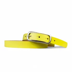 FOXI: schmaler Damen Ledergürtel 2 cm mit schmaler länglicher Gürtelschnalle in Silber