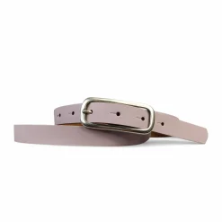 FOXI: schmaler Damen Ledergürtel 2 cm mit schmaler länglicher Gürtelschnalle in Silber