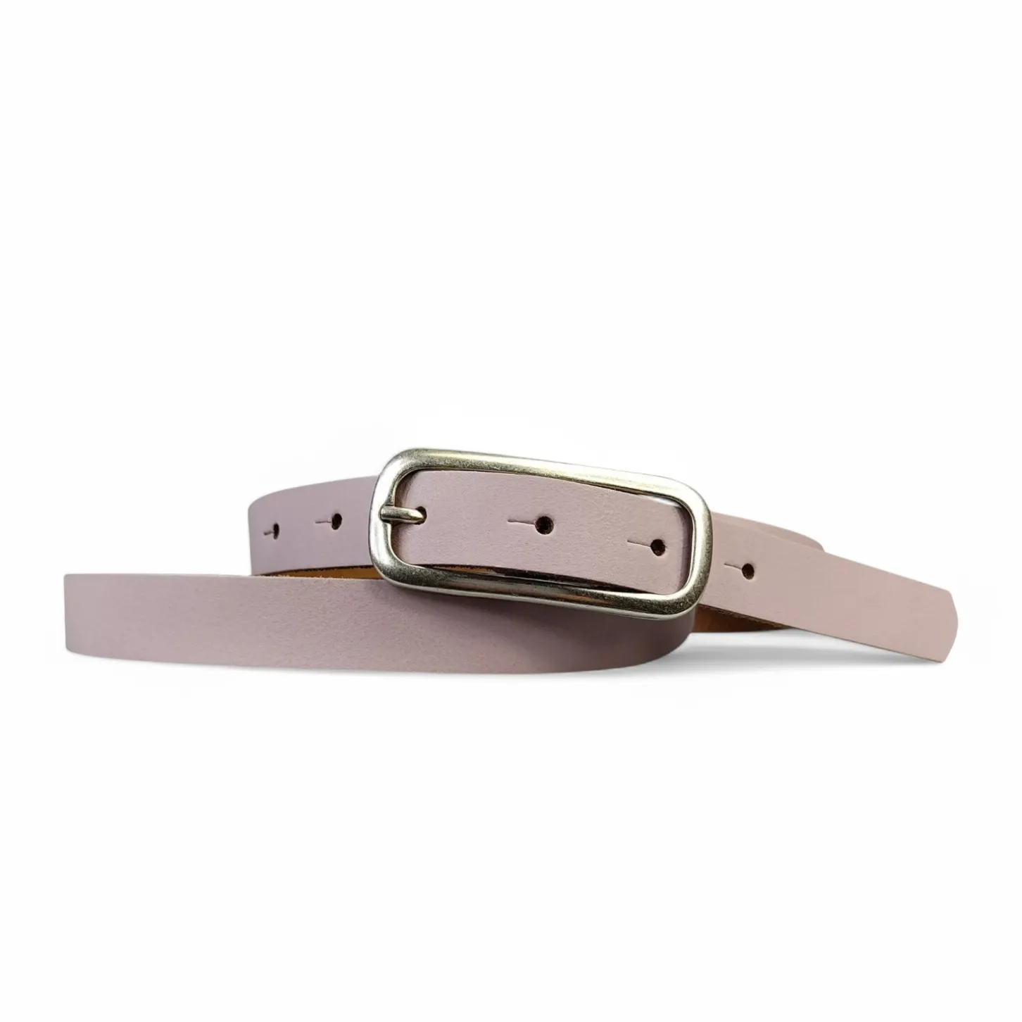 FOXI: schmaler Damen Ledergürtel 2 cm mit schmaler länglicher Gürtelschnalle in Silber